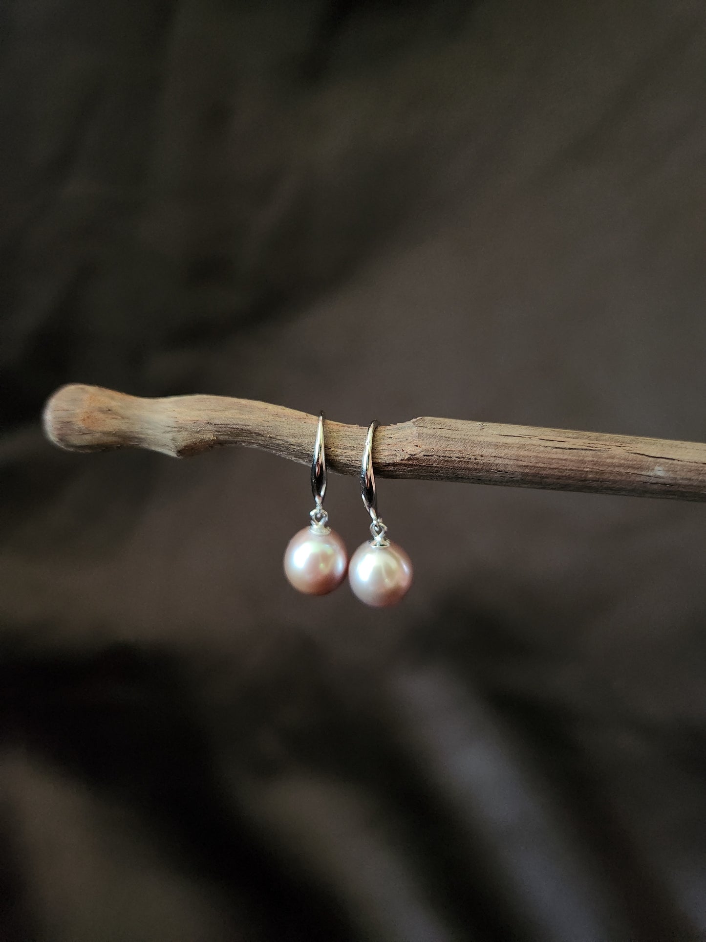 Pearl Earrings - Pear Shaped, Metallic Hue