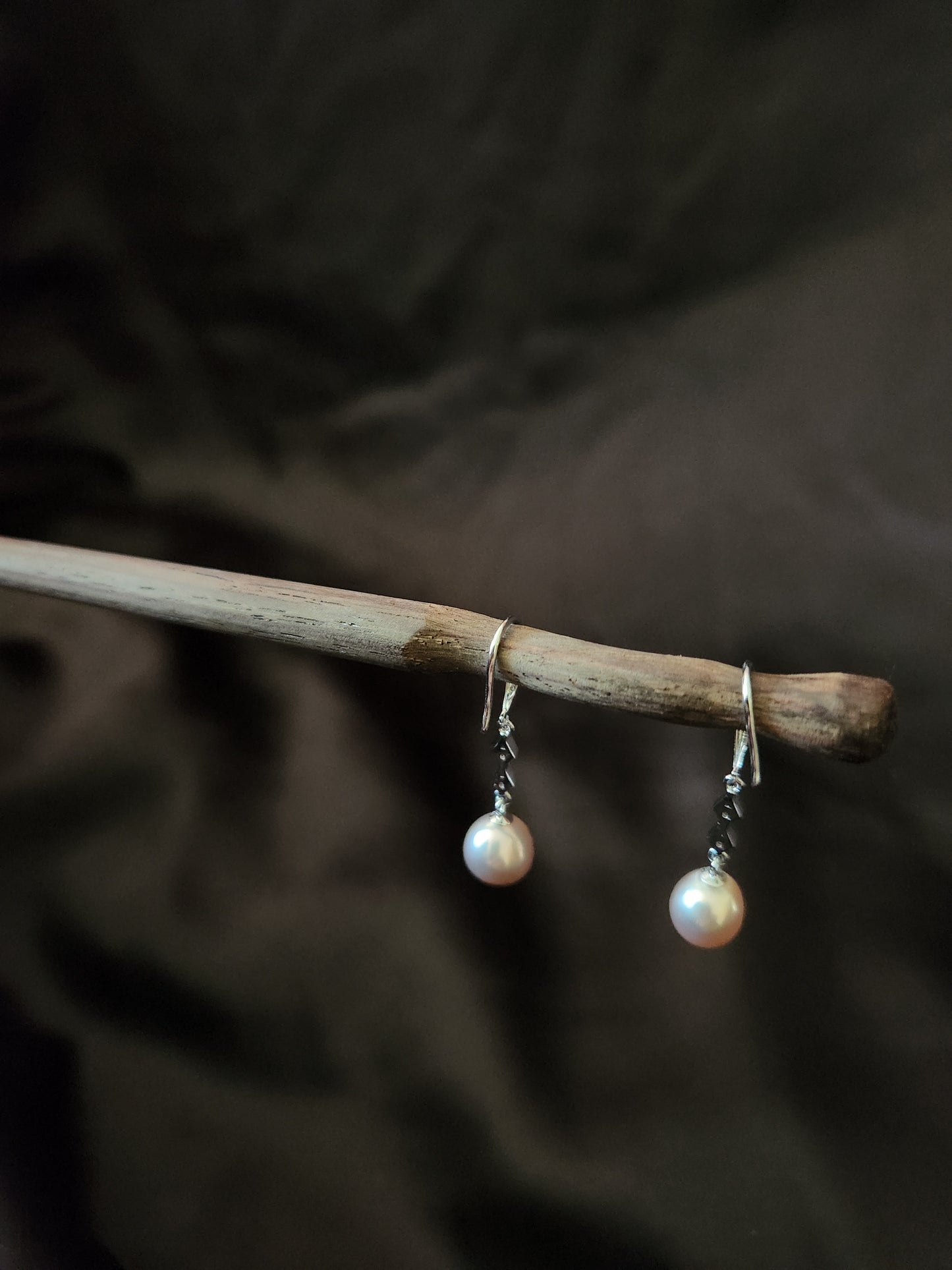 Pearl Earrings, CZ setting - Pear Shaped, Metallic Hue