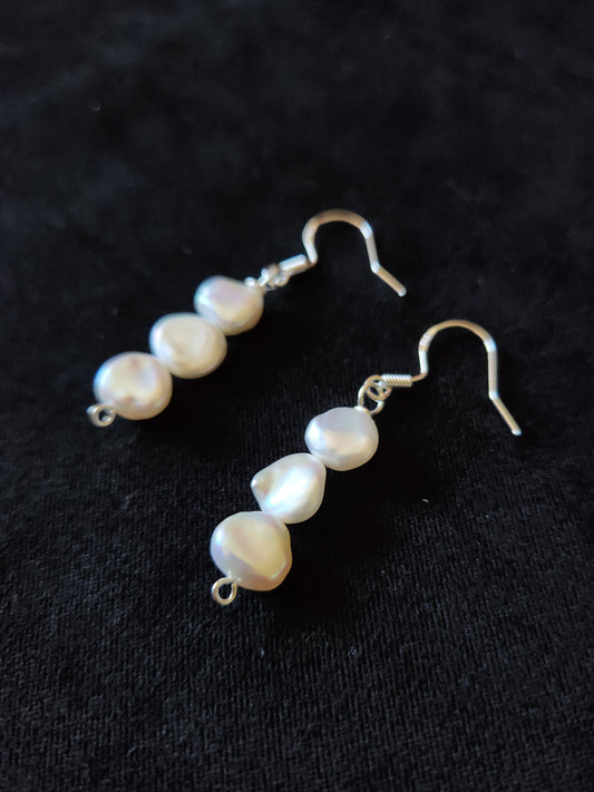 Freshwater Keshi Floral Pearl Earrings